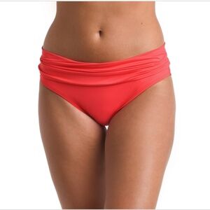 NWT Women's La Blanca Shirred Band Hipster Swim Bottoms Contemporary 10 Guava